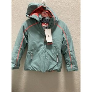 Spyder Girl's Conquer Snow Ski Winter Jacket 12 Big Kids Color Tundra Green Blue